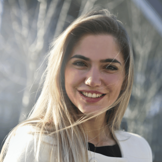 Tampa Bay Wedding DJ DaHeart Productions woman client named Marianna S. smiling with long blonde hair